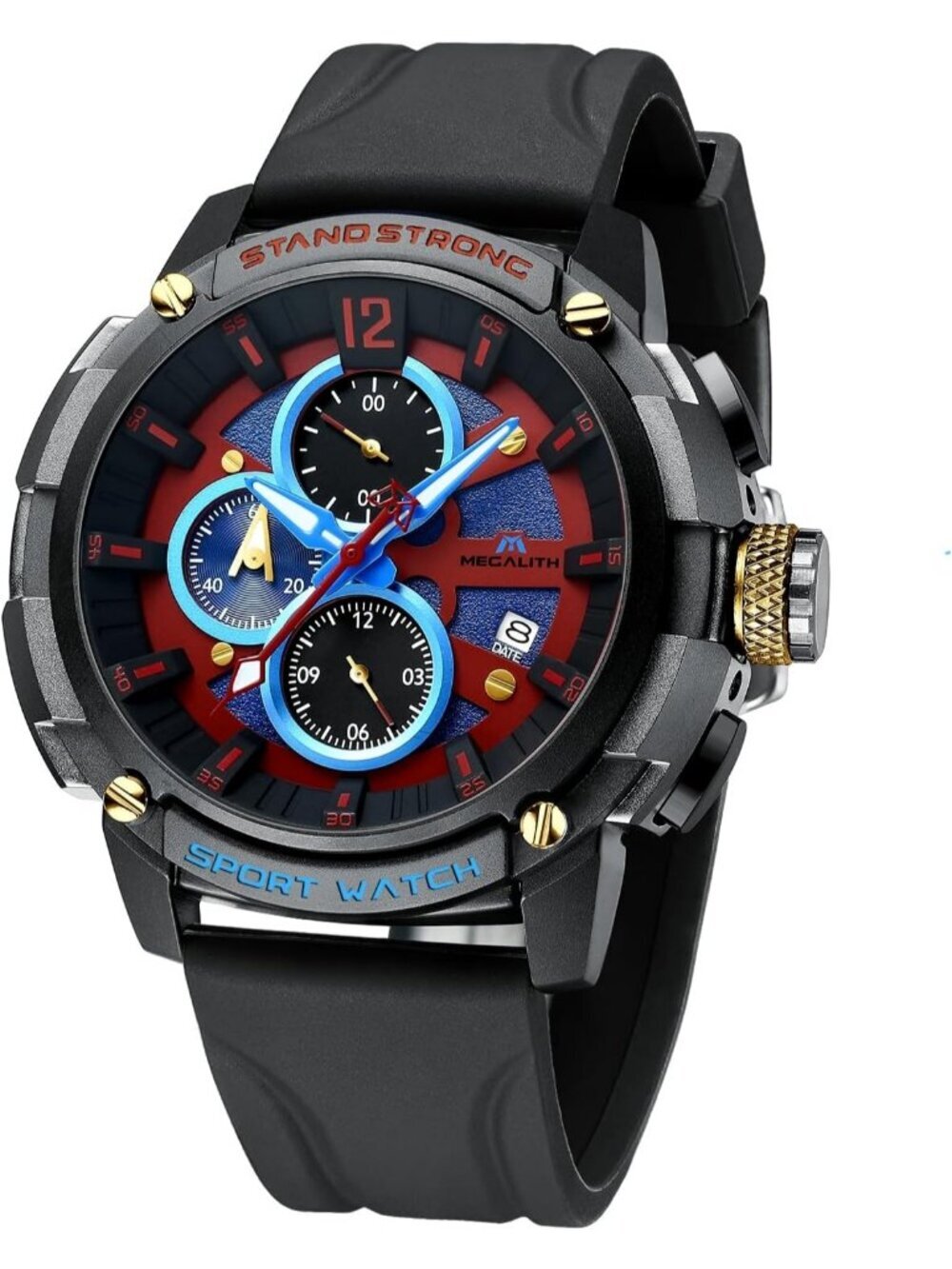 Men's Red Analog Quartz Heavy Duty Waterproof Chronograph Luminous Wrist Watch